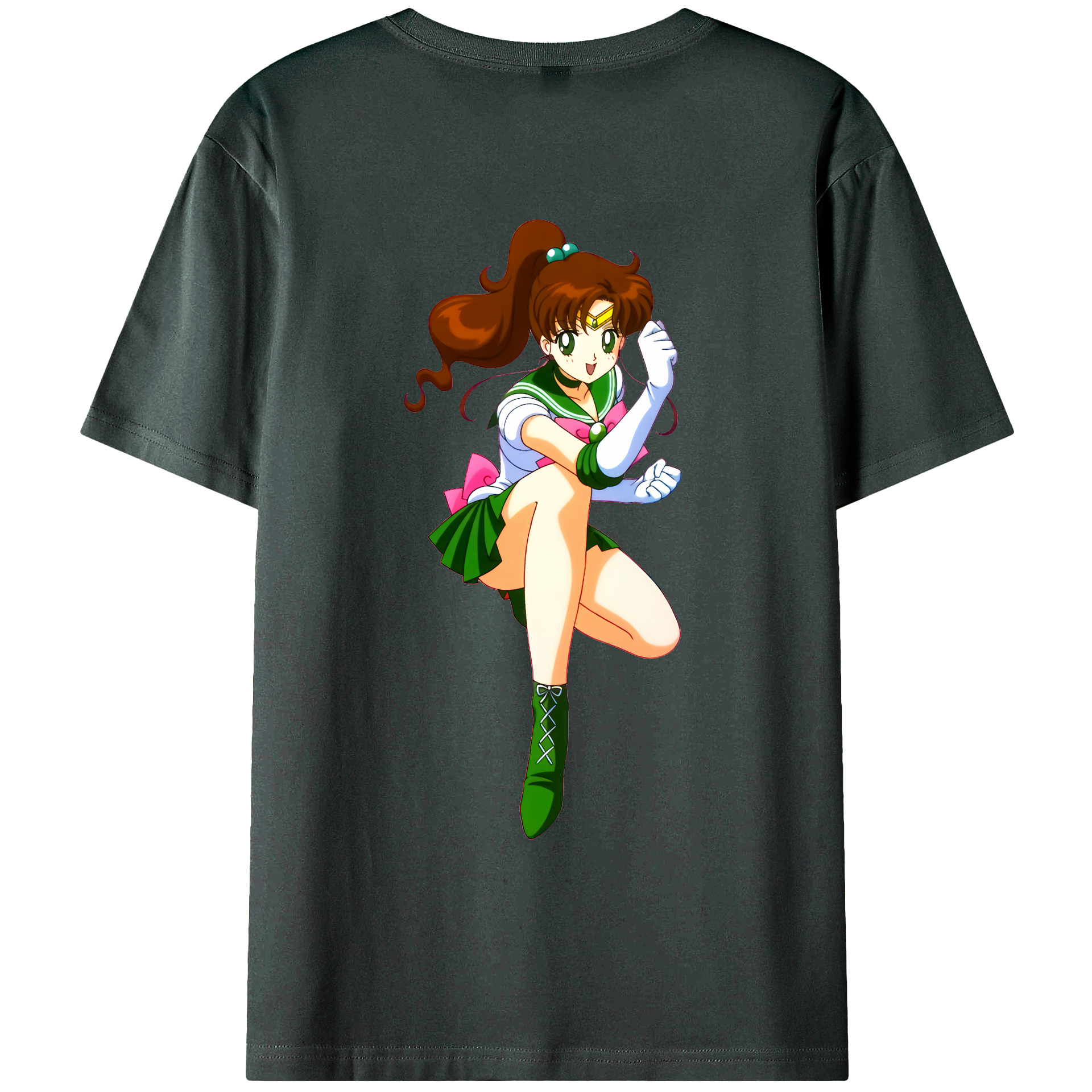 （画像用） 美少女戦士セーラームーン 木野 まこと きの まこと Sailor Moon Kino Makoto （セーラージュピター；Sailor Jupiter） 綿100％ メンズ半袖Tシャツ（バックプリント） 通気性